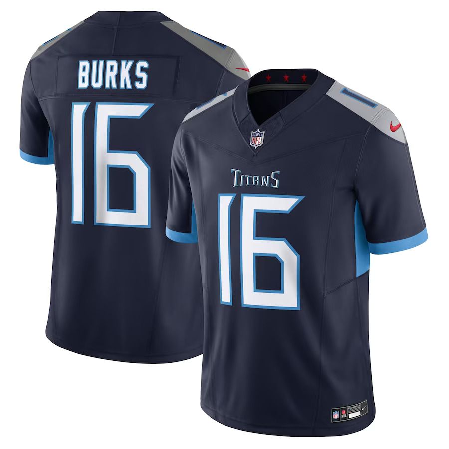Men Tennessee Titans 16 Treylon Burks Nike Navy Vapor F.U.S.E. Limited NFL Jersey